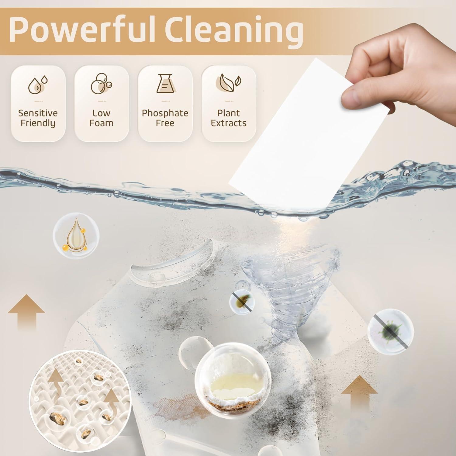 image:imagePoesie Laundry Detergent Sheets Citrus Scent 160 Sheets 80 Large Loads Laundry Strips No Plastic Jug Liquidless Travel Portable HE for Camping Dorm Life CleanCoconut Milk