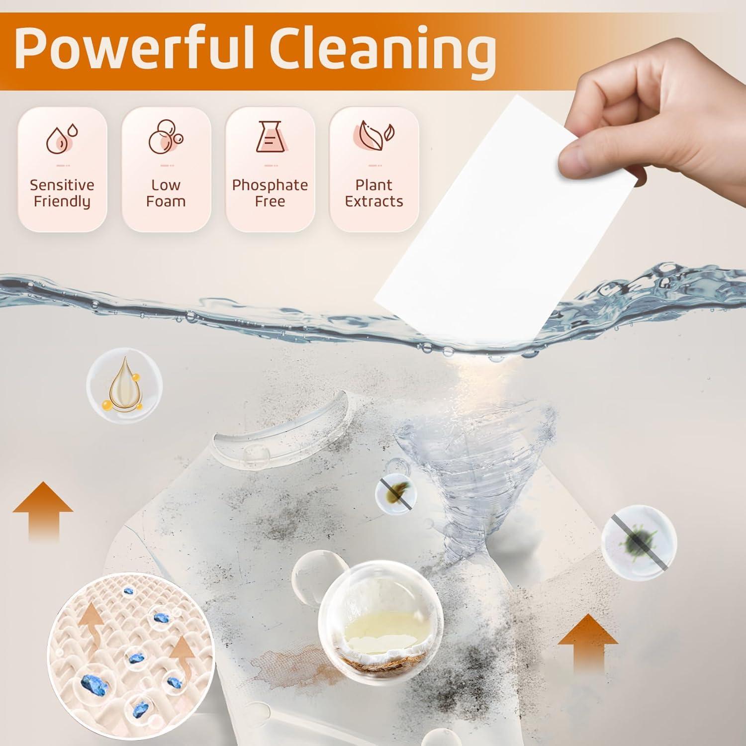 image:imagePoesie Laundry Detergent Sheets Citrus Scent 160 Sheets 80 Large Loads Laundry Strips No Plastic Jug Liquidless Travel Portable HE for Camping Dorm Life CleanCitrus