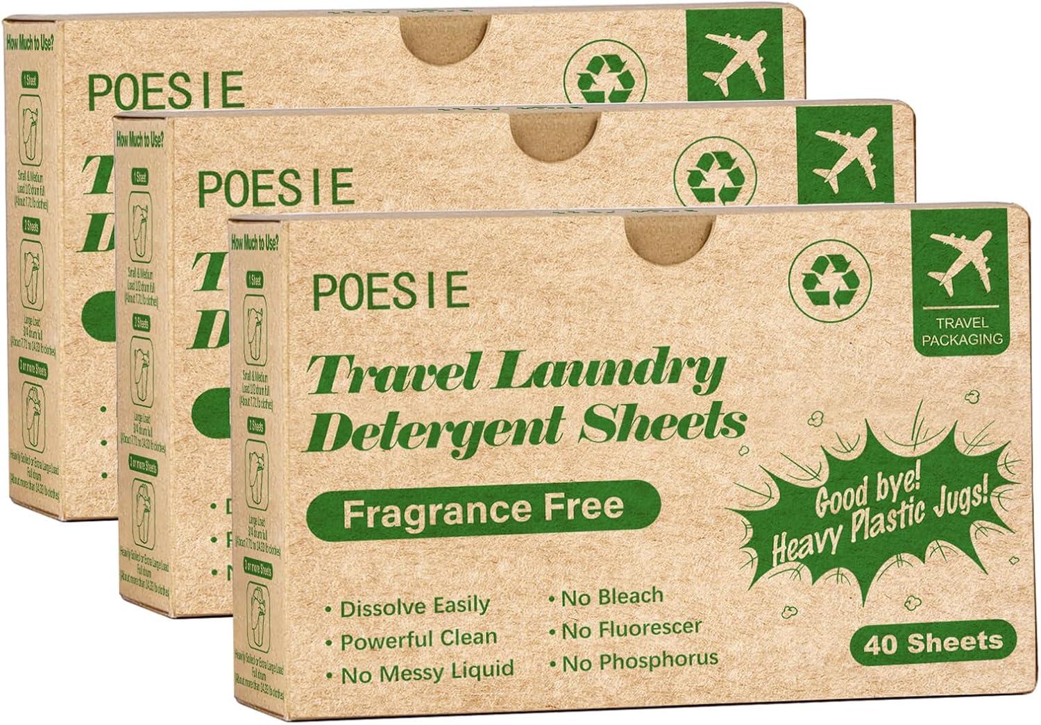image:imagePoesie Laundry Detergent Sheets Citrus Scent 160 Sheets 80 Large Loads Laundry Strips No Plastic Jug Liquidless Travel Portable HE for Camping Dorm Life CleanUnscented