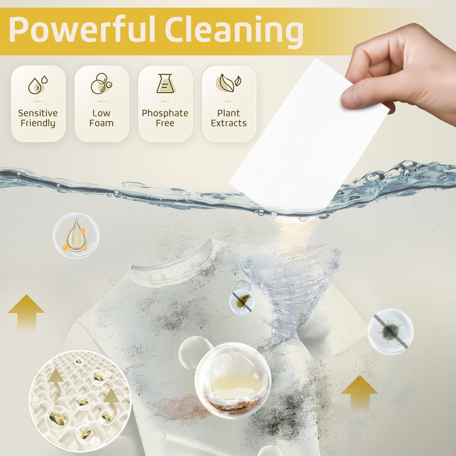 image:imagePoesie Laundry Detergent Sheets Citrus Scent 160 Sheets 80 Large Loads Laundry Strips No Plastic Jug Liquidless Travel Portable HE for Camping Dorm Life CleanLemon