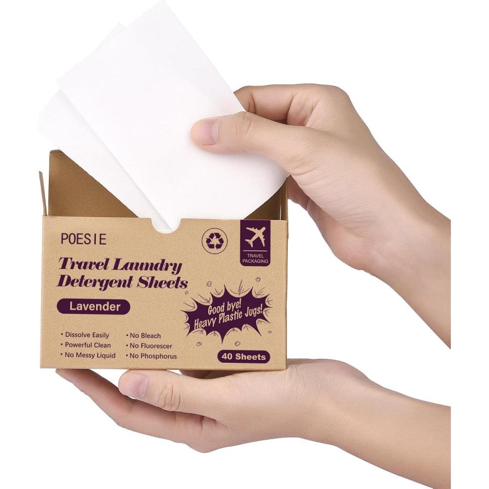 image:imagePoesie Laundry Detergent Sheets Citrus Scent 160 Sheets 80 Large Loads Laundry Strips No Plastic Jug Liquidless Travel Portable HE for Camping Dorm Life CleanLavender