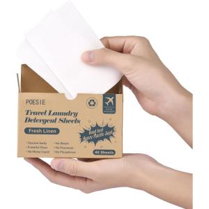 Poesie Laundry Detergent Sheets Citrus Scent 160 Sheets 80 Large Loads Laundry Strips No Plastic Jug Liquidless Travel Portable HE for Camping Dorm Life Clean(Fresh Linen)