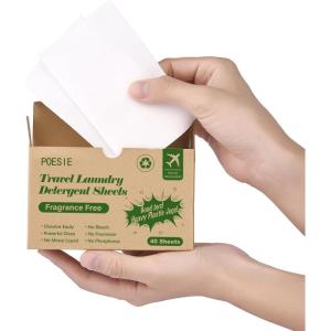 Poesie Laundry Detergent Sheets Citrus Scent 160 Sheets 80 Large Loads Laundry Strips No Plastic Jug Liquidless Travel Portable HE for Camping Dorm Life Clean(Unscented)