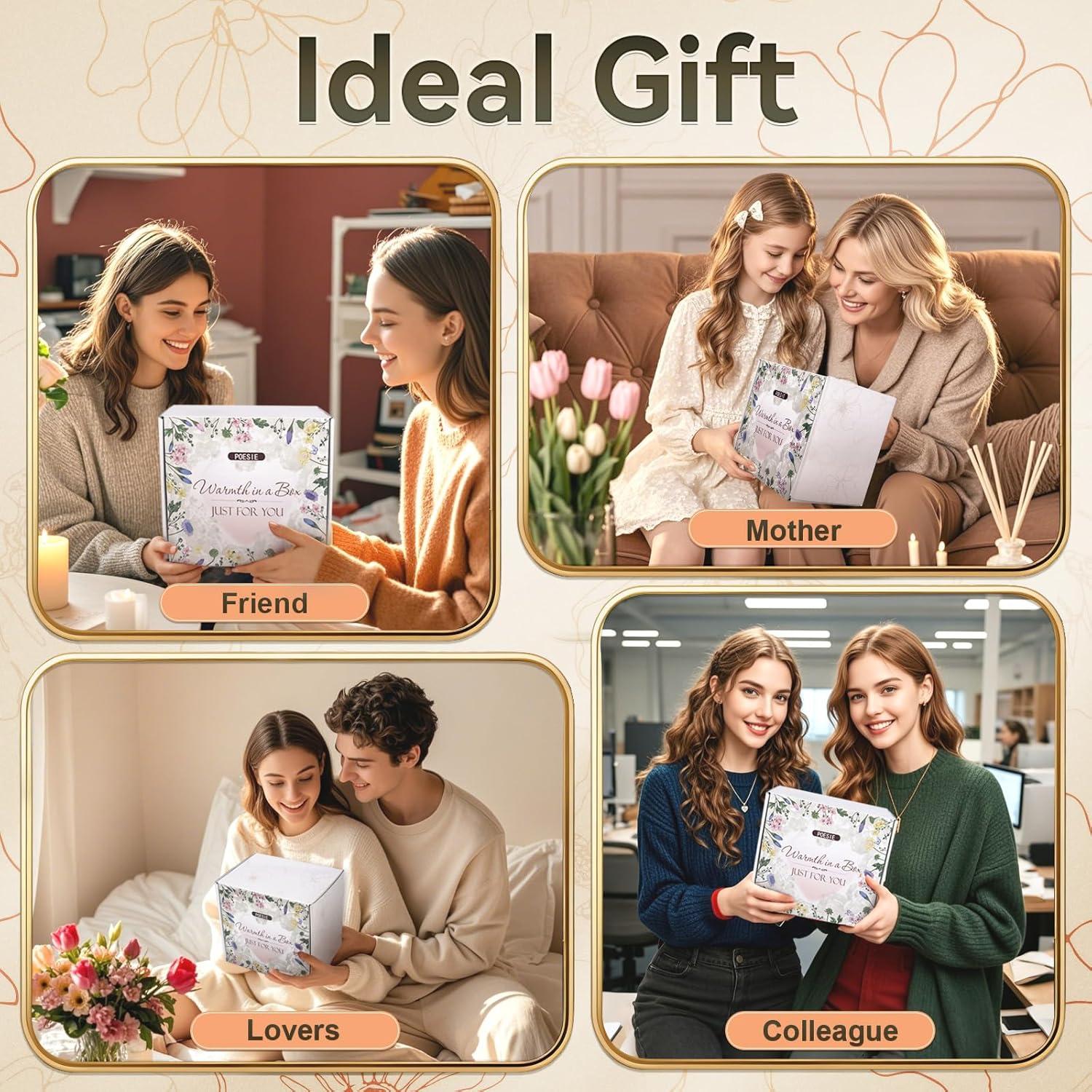 image:imagePoesie Gifts for Her Self Care Package Sympathy Get Well Soon Gift Baskets Thinking of You Gifts Mothers Day Gift Box for Women After Surgery Cozy Blanket Kit Cream Color