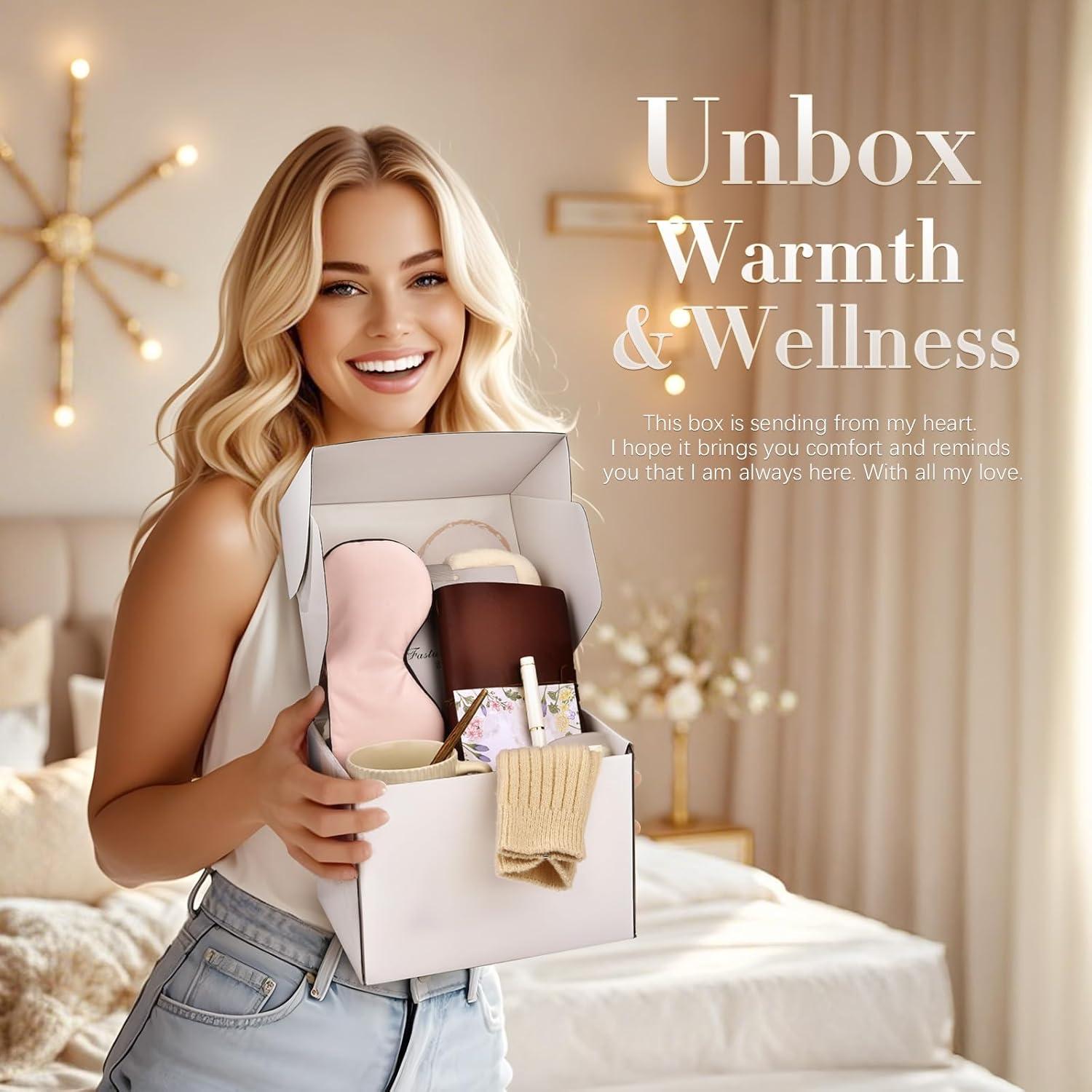 image:imagePoesie Gifts for Her Self Care Package Sympathy Get Well Soon Gift Baskets Thinking of You Gifts Mothers Day Gift Box for Women After Surgery Cozy Blanket Kit Cream Color