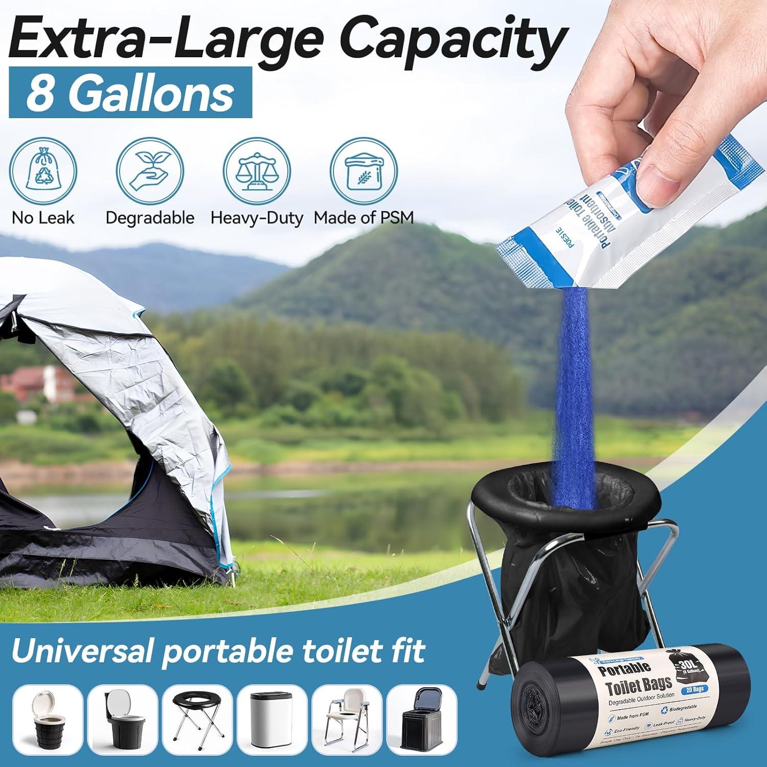 image:imagePoesie Poo Absorbent Gel Powder for Portable Toilet Camping Hiking Outdoor Portable Potty Resolution40 Gels and 40 Bags