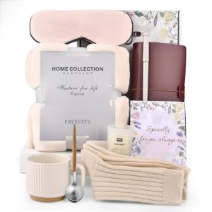 Poesie Gifts for Her, Self Care Package, Sympathy Get Well Soon Gift Baskets, Thinking of You Gifts, Mother’s Day Gift Box for Women After Surgery Cozy Blanket Kit Cream Color
