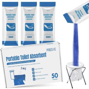 Poesie Poo Absorbent Gel Powder for Portable Toilet Camping Hiking Outdoor Portable Potty Resolution(50 Packets)