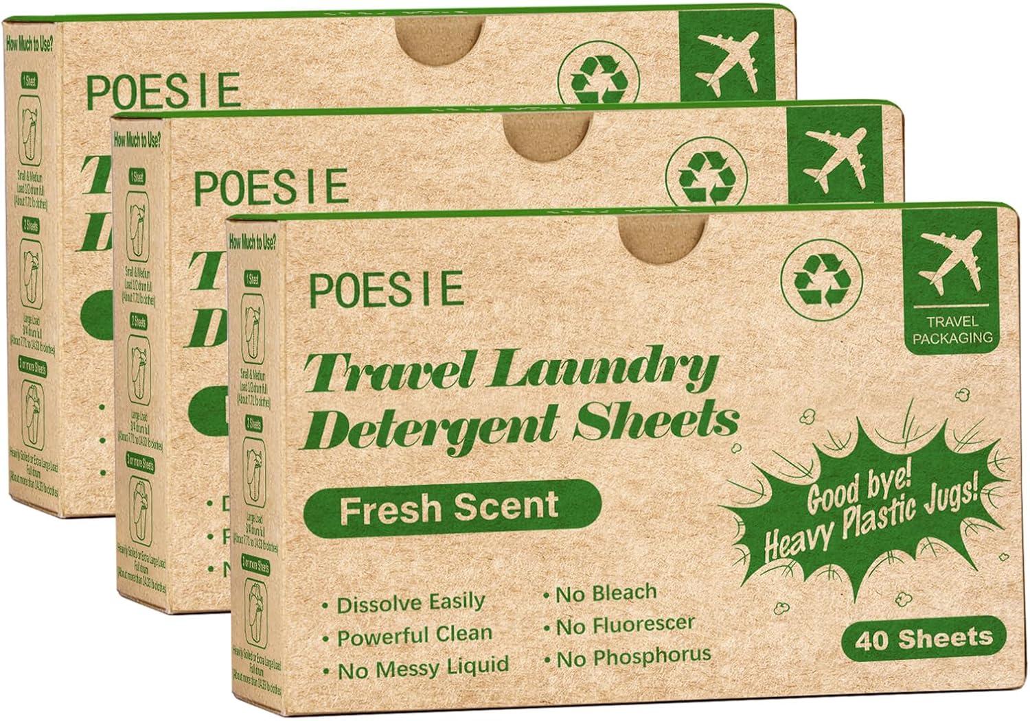 image:imagePoesie Laundry Detergent Sheet Sage Breeze Scent 160 Count Washer Sheets Detergent for Travel RV Trip Camping Home DormFresh