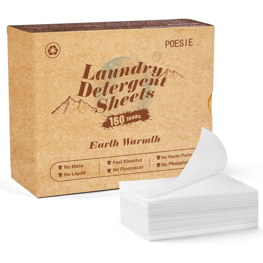 image:imagePoesie Laundry Detergent Sheet Sage Breeze Scent 160 Count Washer Sheets Detergent for Travel RV Trip Camping Home DormEarth Warmth