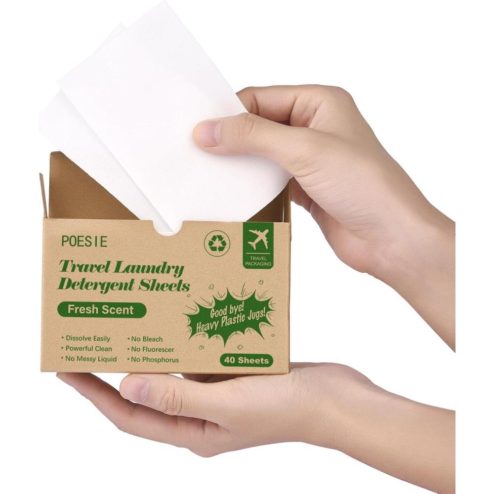 image:imagePoesie Laundry Detergent Sheet Sage Breeze Scent 160 Count Washer Sheets Detergent for Travel RV Trip Camping Home DormFresh