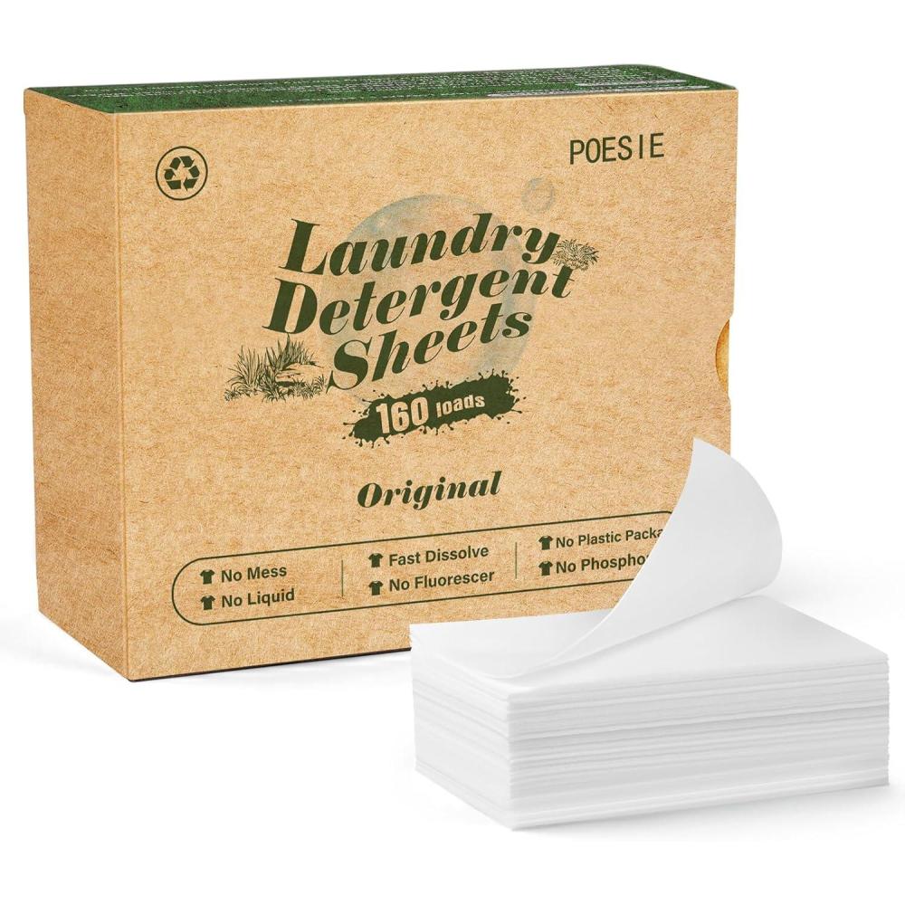 image:imagePoesie Laundry Detergent Sheet Sage Breeze Scent 160 Count Washer Sheets Detergent for Travel RV Trip Camping Home DormRainy Glass