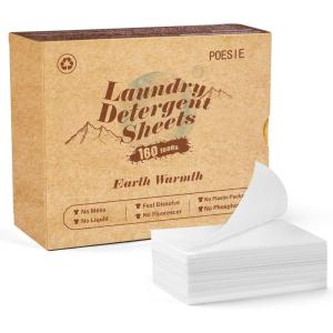 Poesie Laundry Detergent Sheet Sage Breeze Scent 160 Count Washer Sheets Detergent for Travel RV Trip Camping Home Dorm(Earth Warmth)